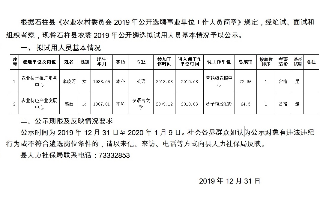 席家局村民委员会招聘启事