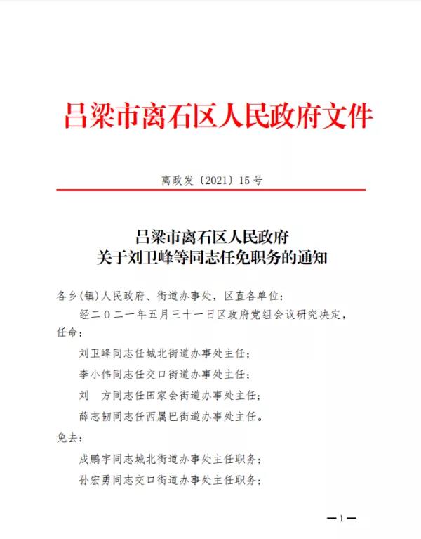 离石区人民政府办公室最新人事任命，构建新时代的行政团队